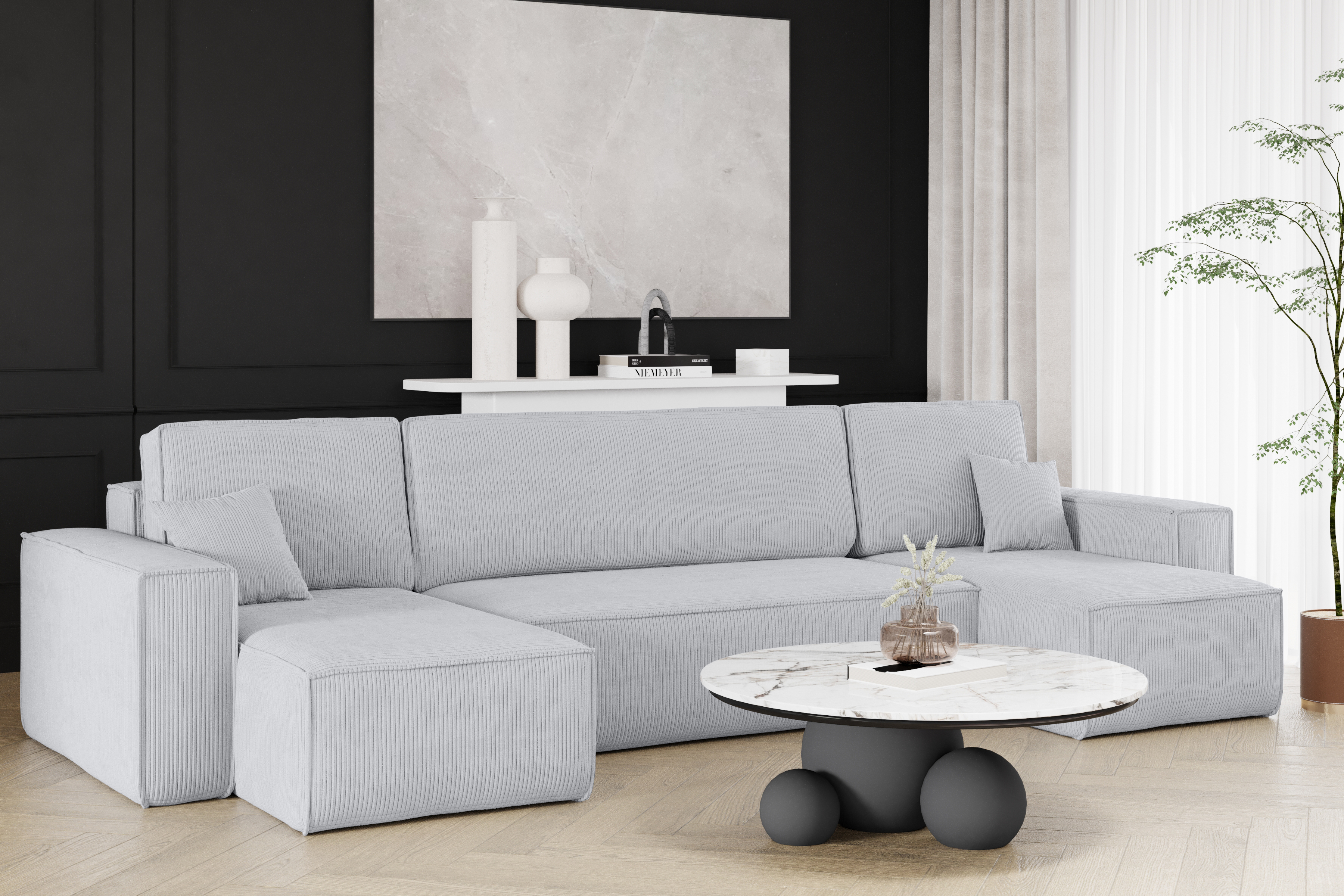 Ecksofa Karl U hellgrau